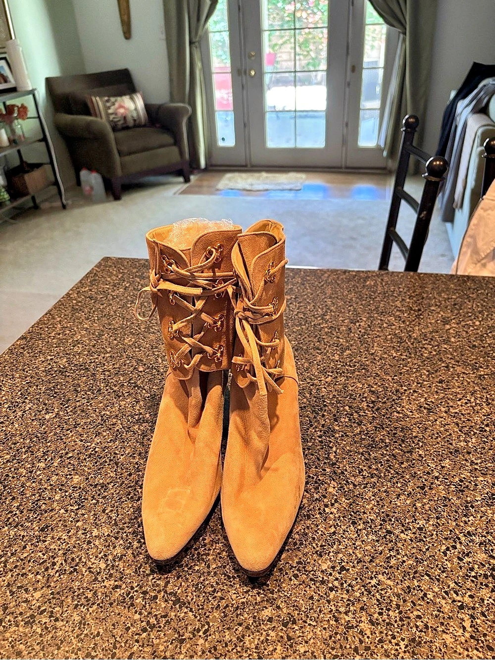 Charles Jourdan Vintage Suede Lace-Up Heeled Boots US 7.5
